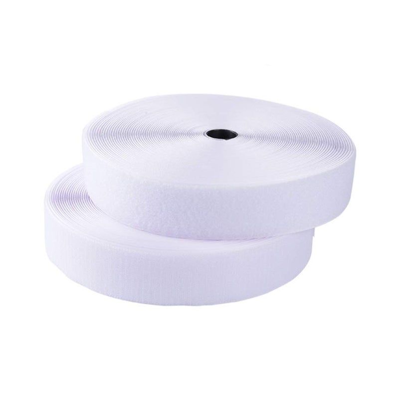 Missyoung Sew on Hook and Loop Tape 3/4 Inch Width, Non-Adhesive Sticky Back, Sewing Fastening Tape Nylon Fabric Fastener Interlocking Tape Sewing Fasteners for Sewing DIY Crafts (White, 16.4FT) - Image 1